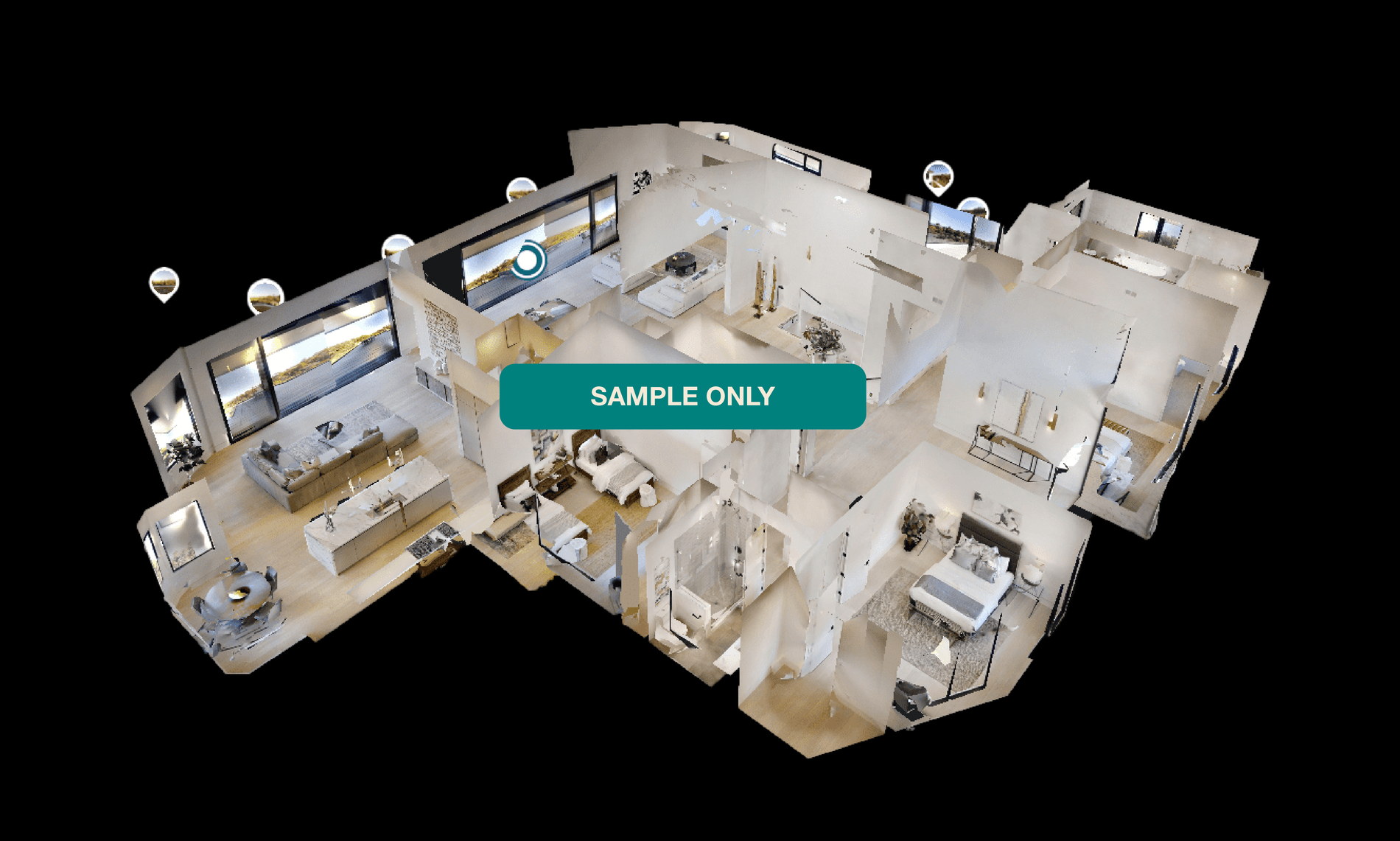 Interactive 3D dollhouse view of a sample Astra2 unit — sample only